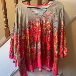 Rafaella Weekend Paisley Print Top size 2X Plus
